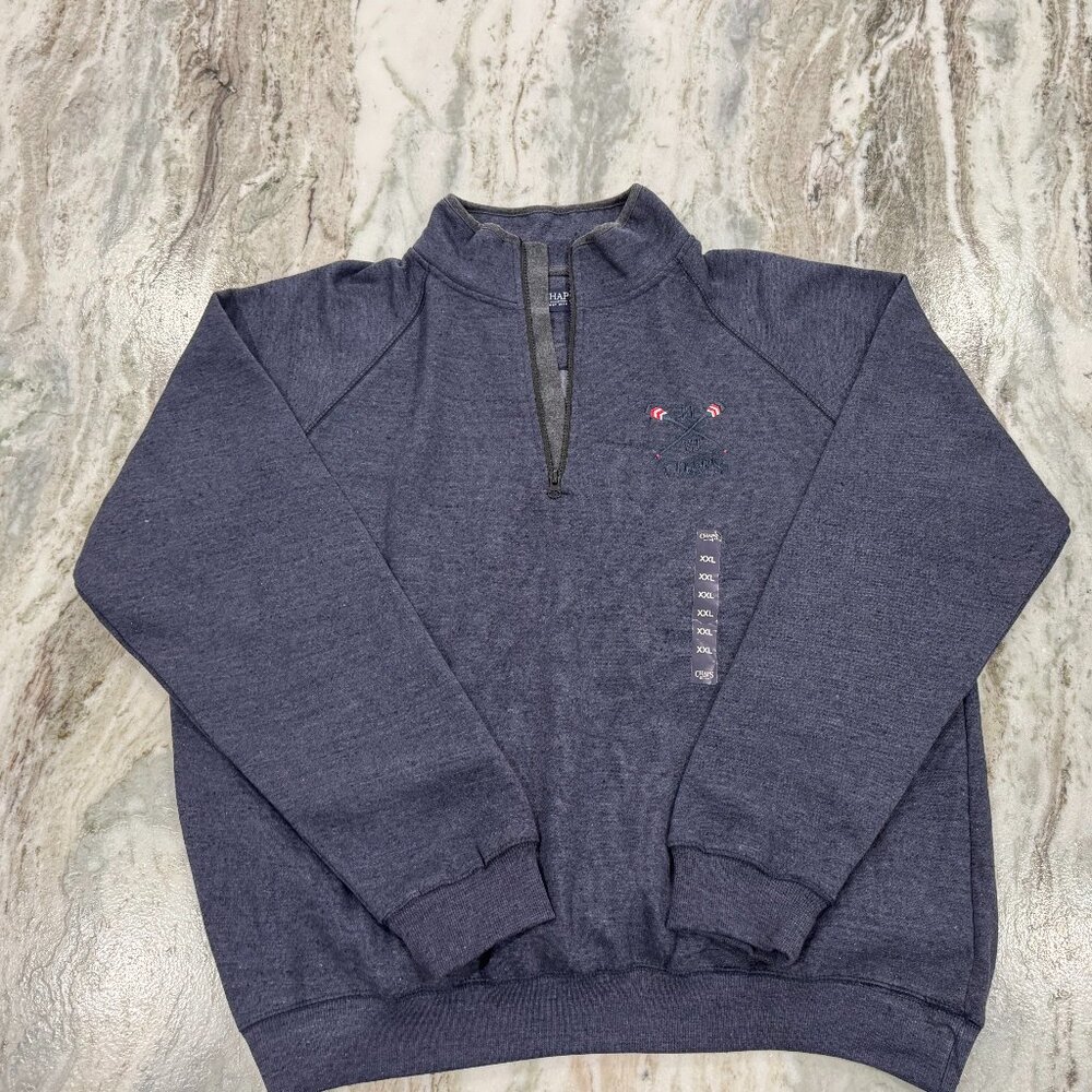NWT Chaps Men's Quarter Zip Sweatshirt  Heathered Blue  2XL